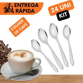 KIT 24 COLHERES DE CAFÉ 9CM DE INOX PARA MEXER LIQUIDOS QUENTES OU FRIOS NÃO ENFERRUJA