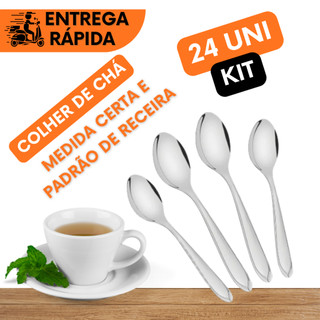 KIT 24 COLHERES DE CHÁ COM 13CM PARA MEXER CHÁ CAFÉ AÇUCAR ADOCANTE  NÃO ENFERRUJA FACIL DE USAR