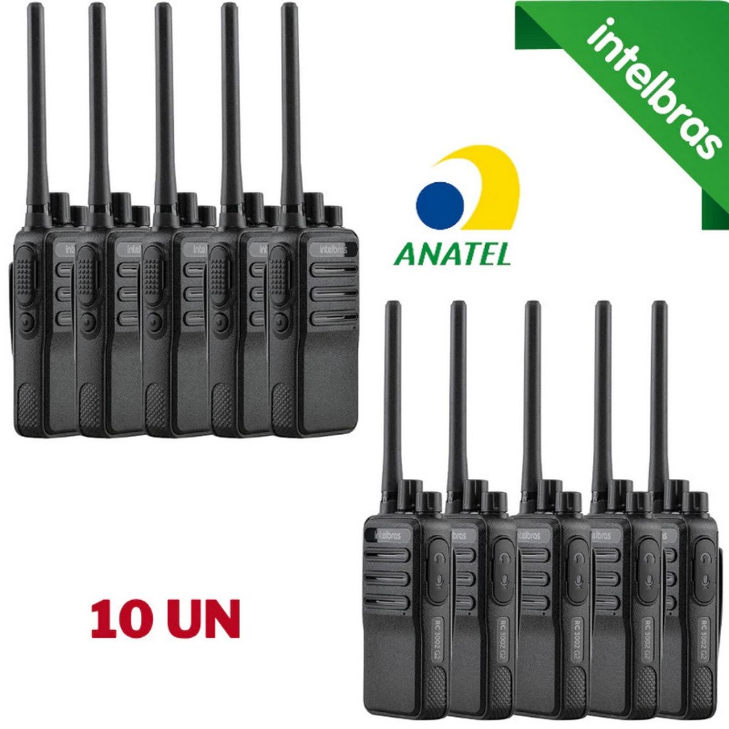 Kit 5 Pares Rádio Comunicador Intelbras RC 3002 G2 - Total 10 Unidades