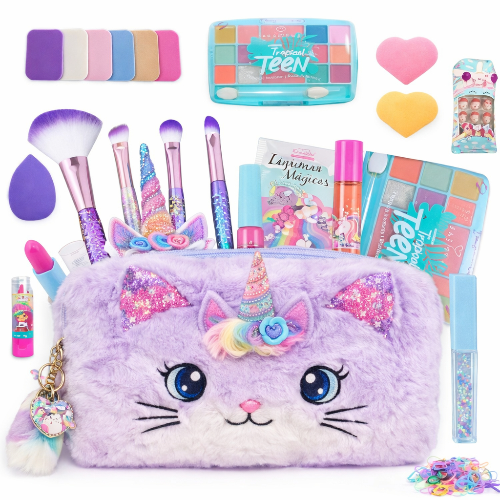 Conjunto de Maquiagem Infantil para Meninas Necessaire Blogueirinha