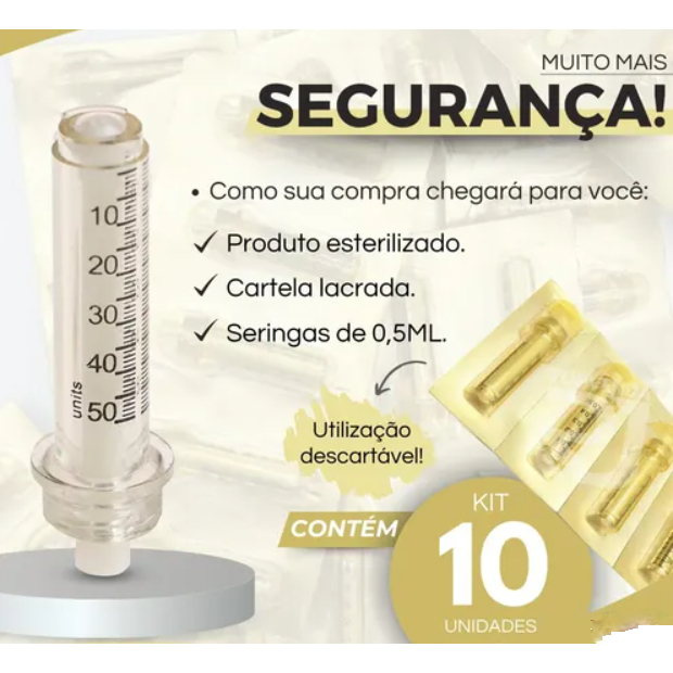 Kit Com 5/10 Seringas Ampola 0,3 e 0,5ml Para Caneta Pressurizada Hyaluron Pen Cartucho Mesoterapia em Oferta na Shopee