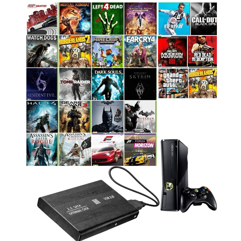 Exploit Xbox 360 500GB com 67 Jogos – Pronto para Jogar | Plug & Play