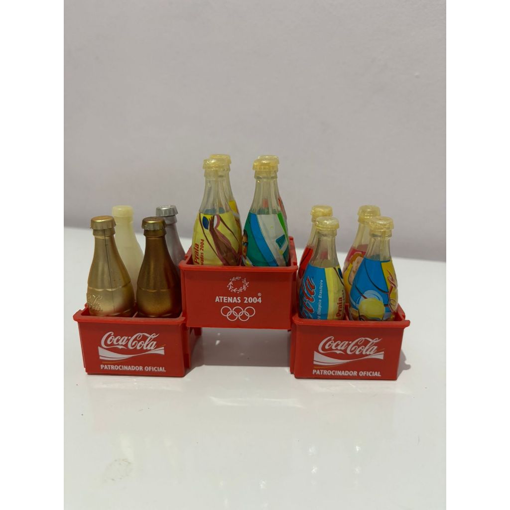 Mini Engradado e Garrafinhas de Coca-Cola Olimpíadas Atenas 2004