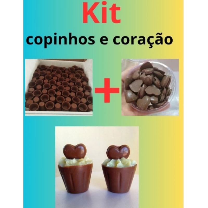 kit 50 COPINHO REDONDO +50 CORAÇÃO de chocolate para doces finos em Oferta na Shopee