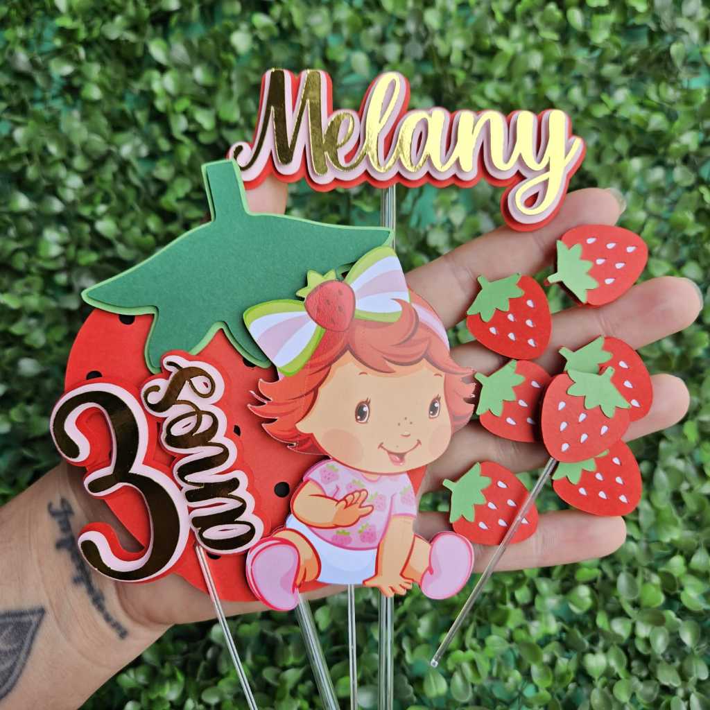 Envio Rápido - Moranguinho / Topo de Bolo Personalizado - Topper de Bolo Personalizado em Oferta na Shopee