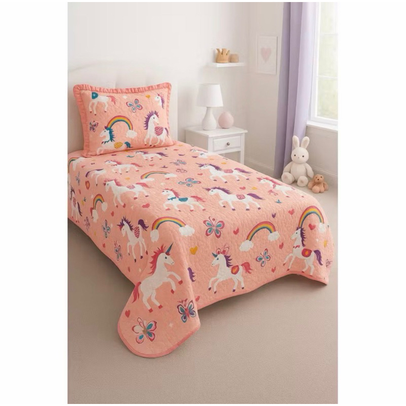 Kit Colcha Cobre Leito Solteiro Bouti 1,60x2,40m Dupla Face 2 Peças C/ Viés