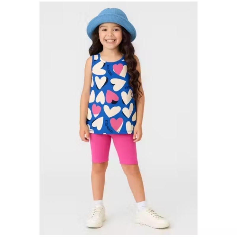 BL KIDS Conjunto Malwee Kids Regata Estampada E Bermuda Infantil Menina Verão Em Algodão