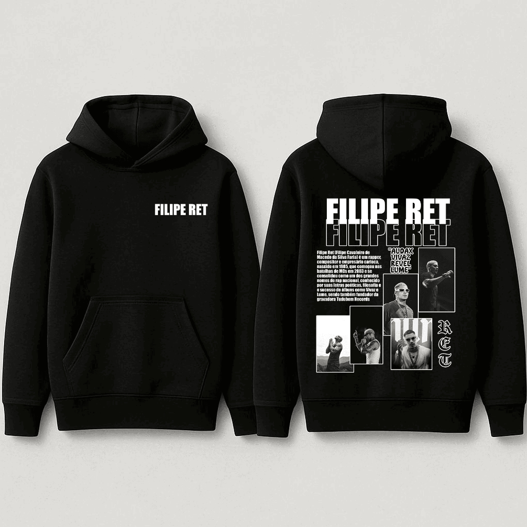 Moletom Algodão Filipe Ret Biografia Rapper Carioca album Turne 371 em Oferta na Shopee