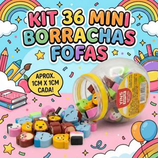 Potinho com 36 Mini Borrachas em Formato de Bichinhos Potinho Infantil Material Escolar Borrachinhas em Oferta na Shopee
