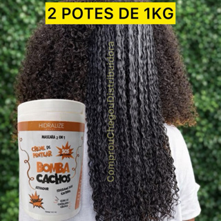 Creme De Pentear BOMBA CACHOS 1KG Ativador De Cachos Cabelo Crespo Cacheado Definição Dos Cachos 1 ou 2 Potes em Oferta na Shopee
