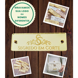 Kit 20 Tags Retangulares Acrílico Espelhado - Com Sua Logo ou Nomes Diferentes em Oferta na Shopee