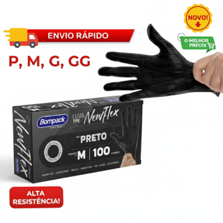 Luva Viniflex Preta Descartável Sem Pó TPE 100 Unidades | Alta Resistência Cuidado Limpeza Alimentos em Oferta na Shopee