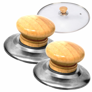 Kit 2 Puxador Pomel de Tampa Inox Madeira 6,5cm Pegador Design Moderno em Oferta na Shopee