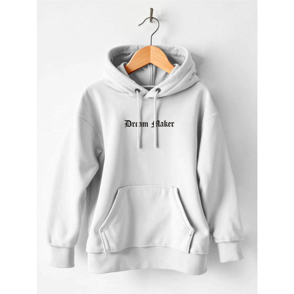 Blusa de Frio Moletom Canguru Estampado Oversized Dream Maker Frase Grafite Moda Hip Hop Trap Rap