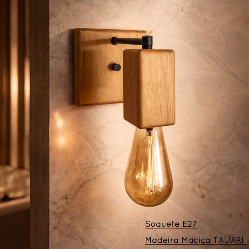 Arandela Iluminação Madeira Decoracão (TAUARI) Soquete e27