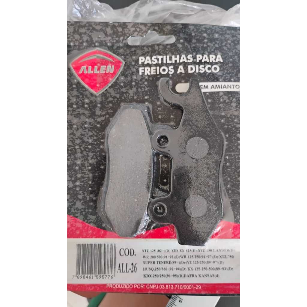 PASTILHA PARA FREIO A DISCO MOTO XTZ / SUPER TENERE / DAFRA KANSAS / LANDER