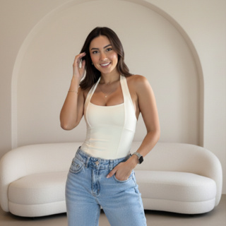 Blusa Halter Antonella Frente Única Dupla na Frente com Recortes Moda Gringa em Oferta na Shopee