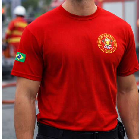 Camiseta Estampada Bombeiro Civil Com Bandeira Do Brasil Na Manga em Oferta na Shopee