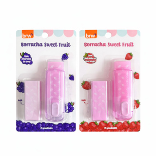 Borracha Sweet Fruit BRW com Cheirinho Kit 2 Unidades Escolar Infantil em Oferta na Shopee