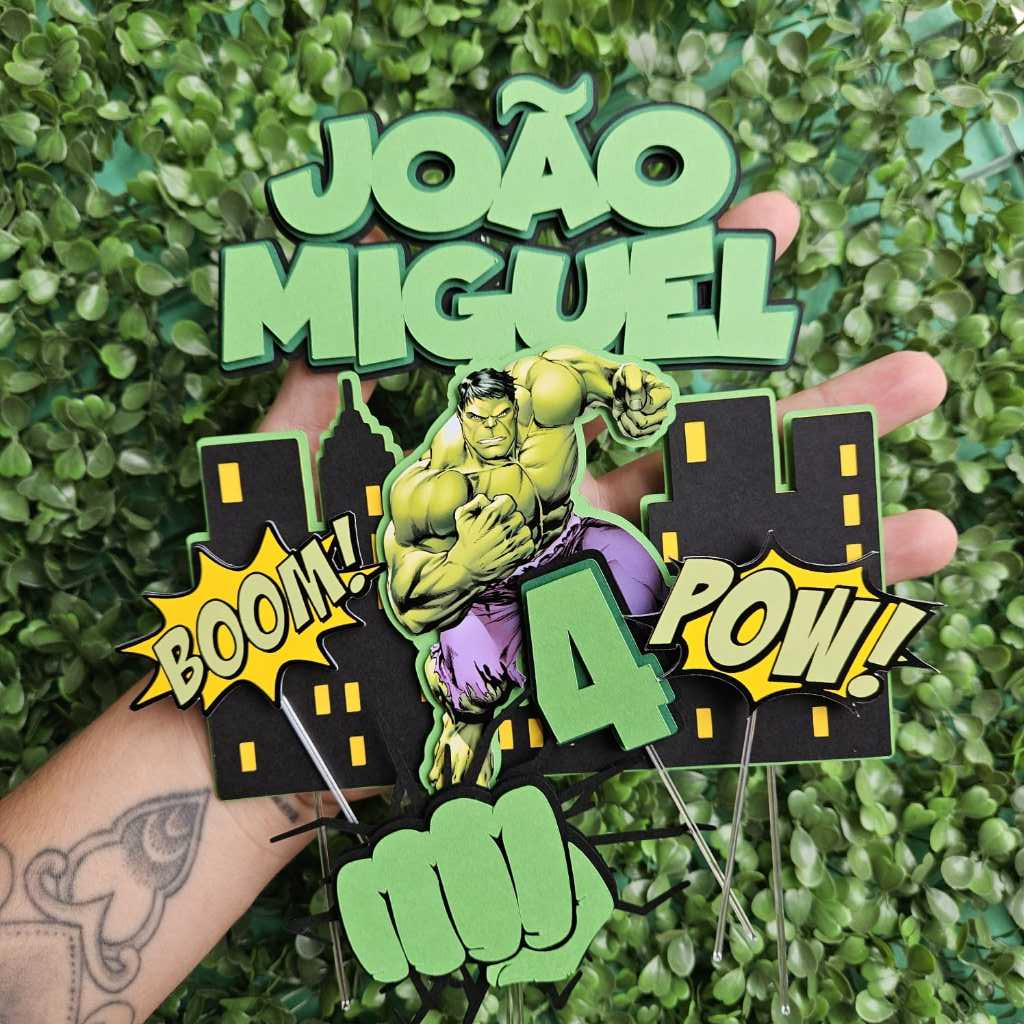 Envio Rápido - Hulk / Topo de Bolo Personalizado - Topper de Bolo Personalizado