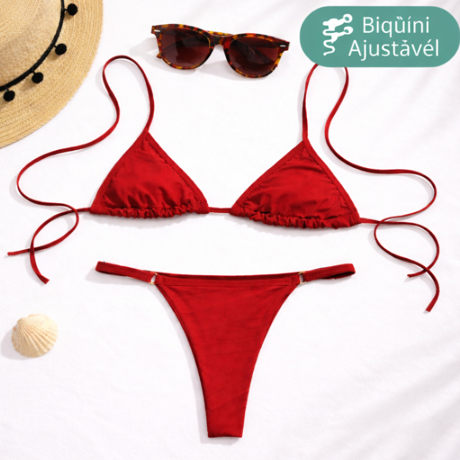 Biquíni Ajustável Feminino com Amarração  e regulável  Fio Dental e Moda Verão
