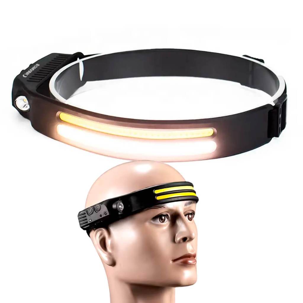Lanterna de Cabeça LED com sensor de toque  para camping e trilhas para ciclismo e aventuras ao ar livre
