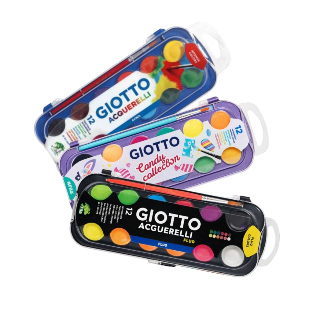 Aquarela Giotto 12 Cores Estojo + Pincel Cores Candy e Neon