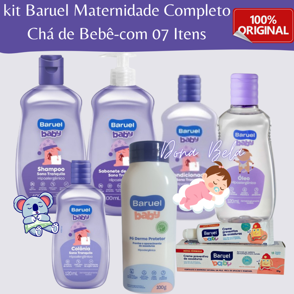 Kit Baruel  Bebê 07 Peças- Chá De Bebê- Maternidade Completo