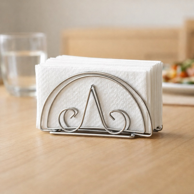 Porta Guardanapo Inox Pequeno Suporte de Mesa Compacto para Restaurante