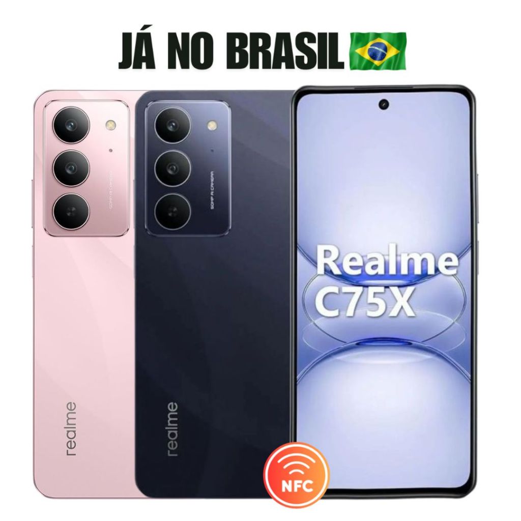 Celular Realme C75X 4G Com NFC 256/8GB ou 128/6GB de Ram Dual ChipTela 6.67" Versão Global em Oferta na Shopee