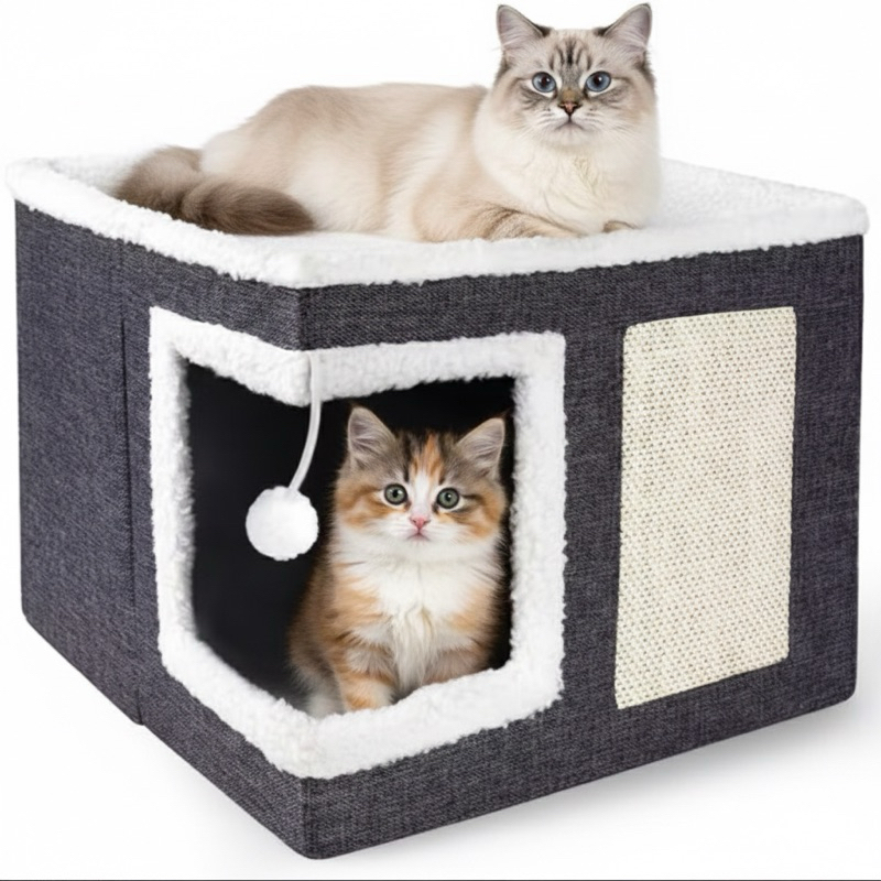 Casa Casinha Cama Caminha para Gatos Brinquedo Com Arranhador Tapete Fácil Limpar Dobrável Portátil SISAL
