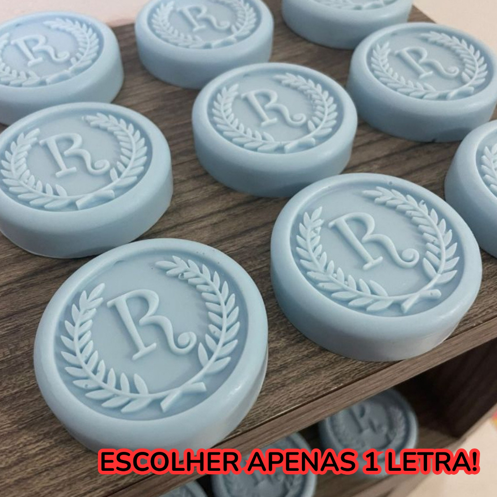 Sabonetes Brasão 1 Letra para Lembrancinhas – Sem Embalagem - Kit 15/20/25/30/35/40/45/50