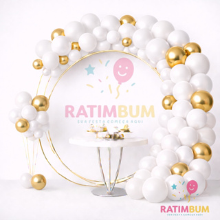 Kit 100 Balões Branco, Dourado Cromado - Balão Liso/Cromado Festas Aniversários e Casamento em Oferta na Shopee