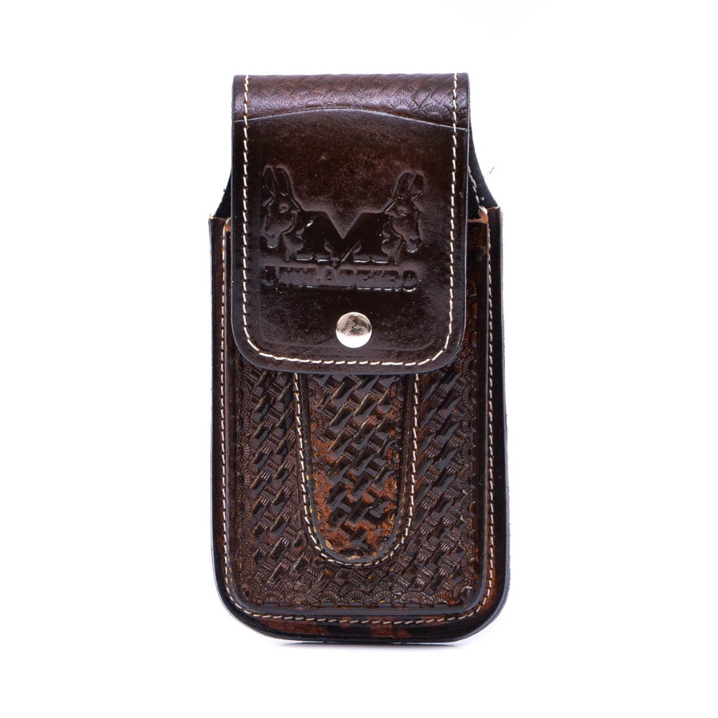 Bainha Porta Celular e Canivete Capinha Dura Canguru Conjugada Couro Legítimo Cor Café. em Oferta na Shopee