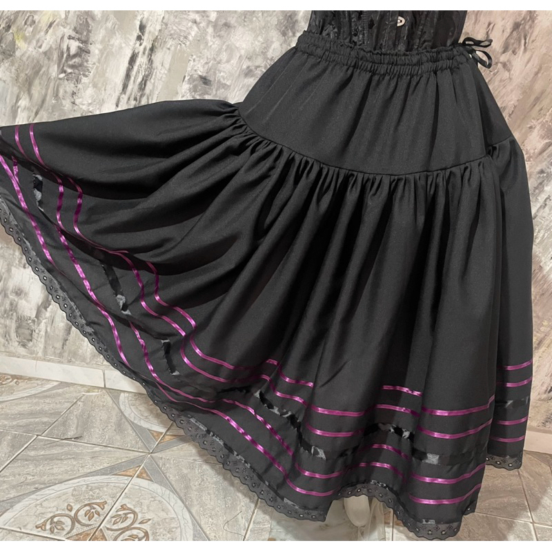 Saia Pombagira Maria Mulambo/Farrapo/Quitéria/Rosa Caveira Preto e Roxo