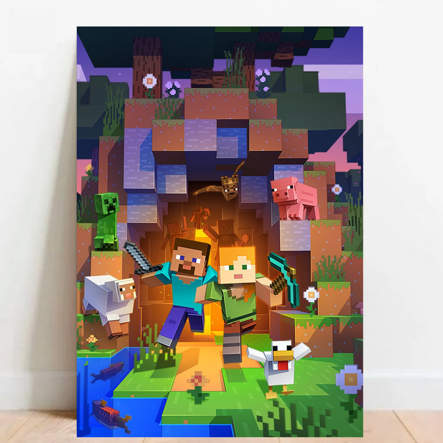 Quadro Placa decorativa Geek Gamer Minecraft RPG de ação video games Arte Poster A2 04