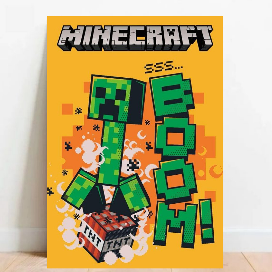Quadro Placa decorativa Geek Gamer Minecraft RPG de ação video games Arte Poster A2 06