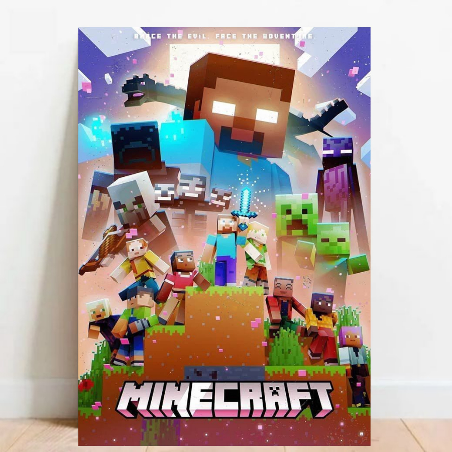 Quadro Placa decorativa Geek Gamer Minecraft RPG de ação video games Arte Poster A2 07