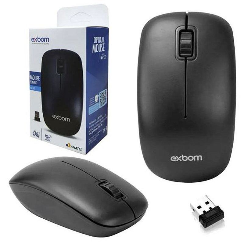 Mouse Sem Fio Exbom MS-S22 Ergonômico 2.4ghz Original
