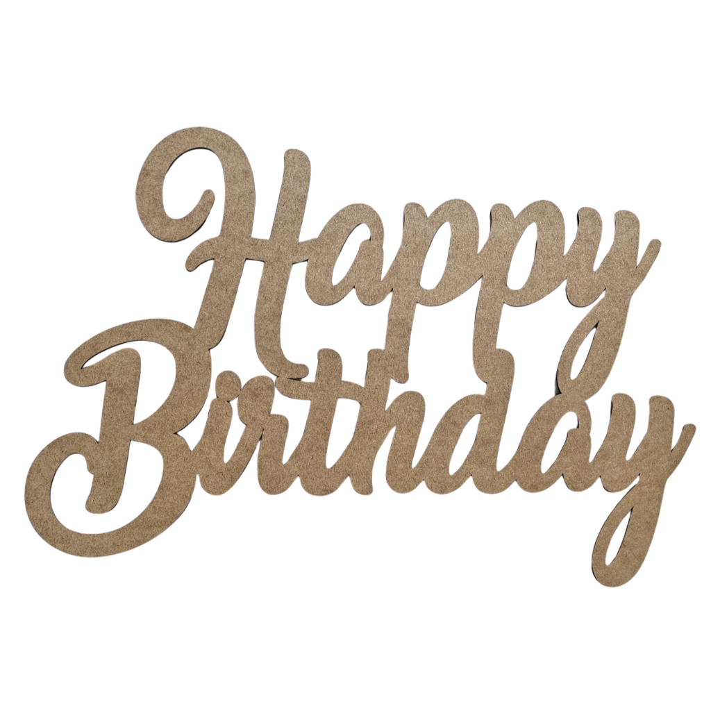 "Happy Birthday" EDIÇÃO M  em MDF Cru 40x27 cm – Decoração de Aniversário em Oferta na Shopee