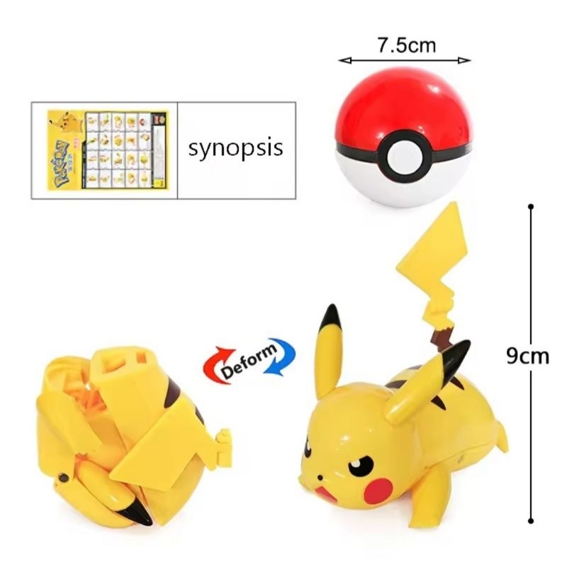 Boneco Pokémon Pikachu + Pokébola Articulado Takara Tomy
