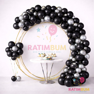 Kit 75 Balões Preto Liso e Prata Cromado Balão Liso e Metalizado Artigo de Festa Aniversário em Oferta na Shopee