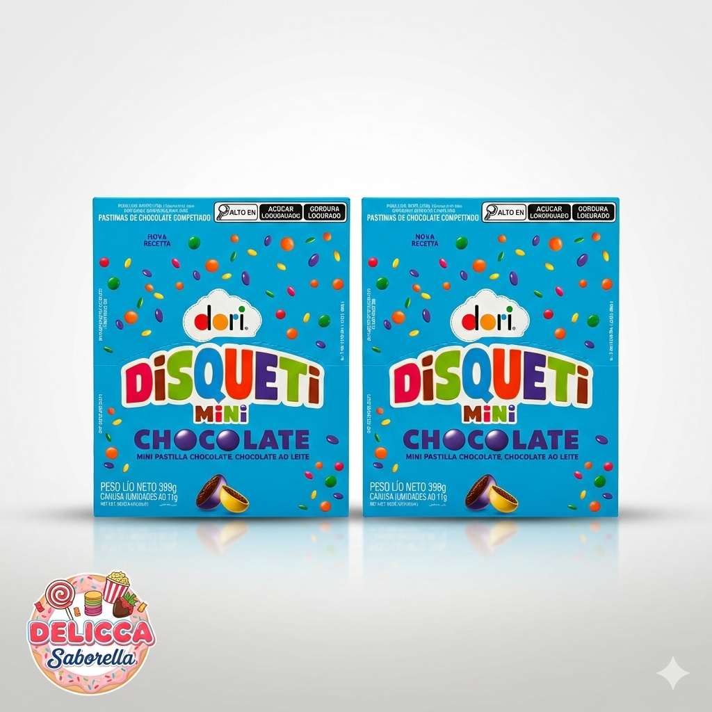 Mini Disqueti Dori Chocolate ao Leite – Kit 2 Caixas com 72 Unidades (11g) em Oferta na Shopee