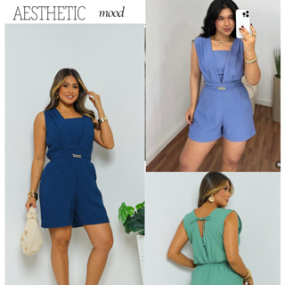 Macaquinho Feminino Tecido Sensorial Marrant Com Top com lastex nas costas em Oferta na Shopee