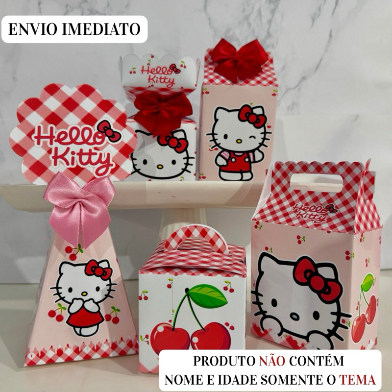 Kit Personalizados Hello Kitty e Cerejinha Cereja\ Festa\Lembrancinha\ Aniversário \ Pegue e Monte \ Mimo Pronta Entrega