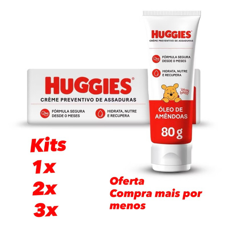 Creme Preventivo Huggies Pomada Bebe Creme De Assaduras 80g Puro E Natural Supreme Care kit 1, 2, 3 PCs