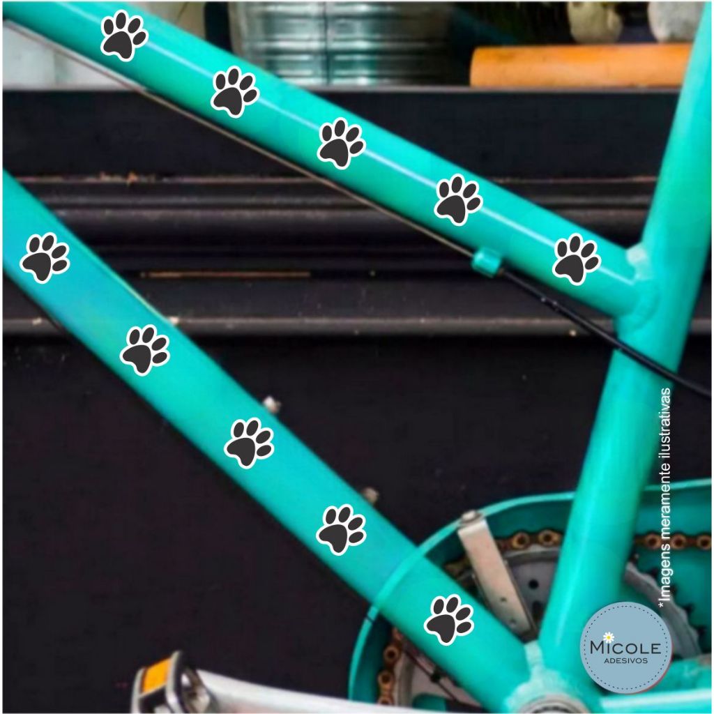 20 Adesivos de 3cm Para Bicicletas Com Estampas de Patinhas de Cachorro Pet Shop