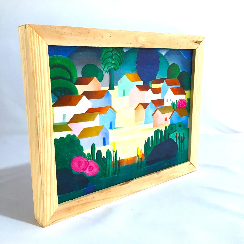 Quadro Tarsila do Amaral Paisagem com Dezesseis Casas Obra de Arte Moderna em Tel Acetinada