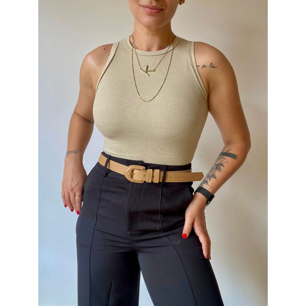 Kit 3 Regata Ribana Canelada Feminina Lisa Blusa Básica Camiseta Casual