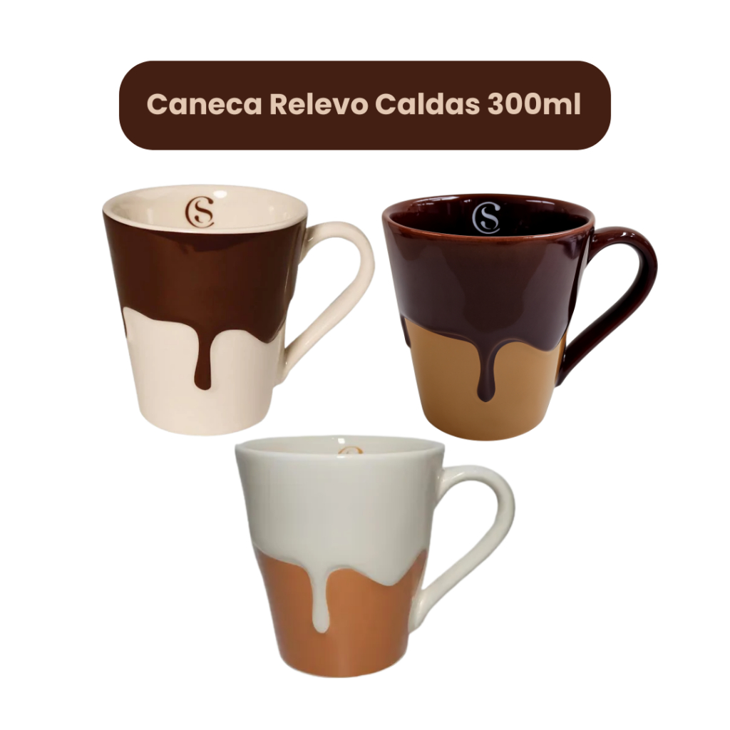 Canecas Alto Relevo com Caldas 300ml Cacau Show em Oferta na Shopee